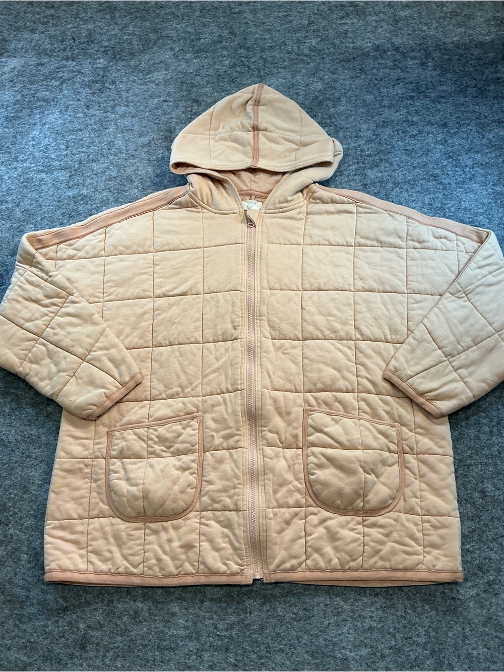 Lou & Grey Quilted Hooded Jacket in Light Beige - Size XL